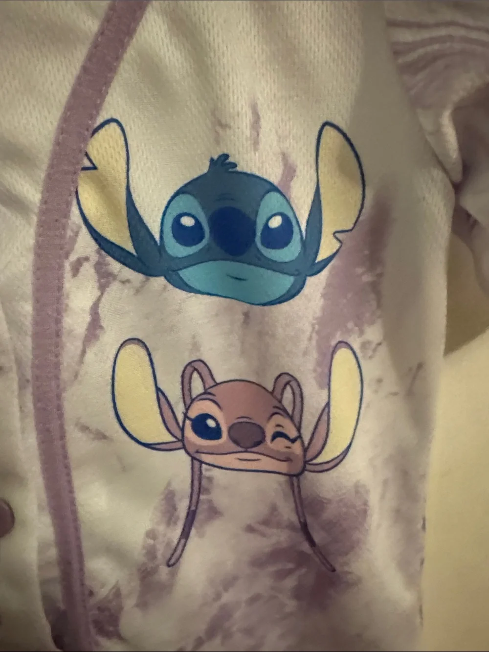 Disney White & Lavender Stitch 'Ohana' Baseball Jersey